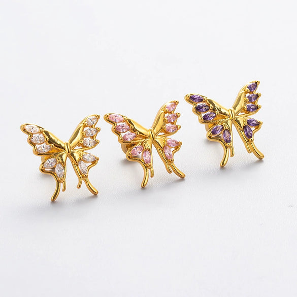 Wholesale Ear Studs Titanium Steel Butterfly Electroplated For Women