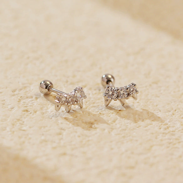 Wholesale Earring 925 Silver Geometric Diamond Rivet Screw Style