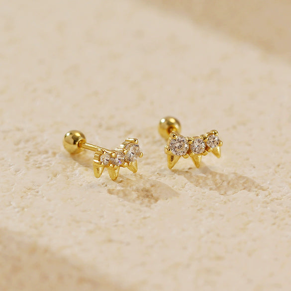 Wholesale Earring 925 Silver Geometric Diamond Rivet Screw Style