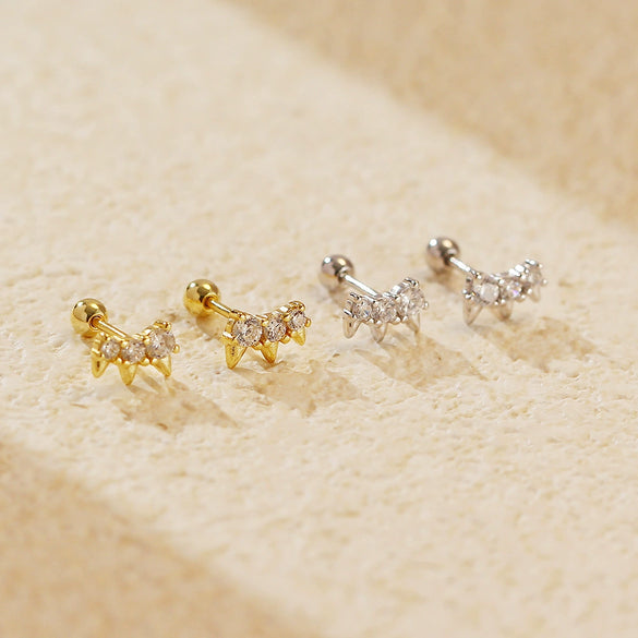 Wholesale Earring 925 Silver Geometric Diamond Rivet Screw Style