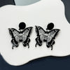 Wholesale Earrings Acrylic Punk Style With Butterfly Skull Dagger Cartoon Characters Stainless Steel Ear Needles Electroplating