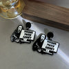 Wholesale Earrings Acrylic Punk Style With Butterfly Skull Dagger Cartoon Characters Stainless Steel Ear Needles Electroplating