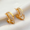 Wholesale Earrings Alloy Geometric Cshaped Diamond Retro Light Luxury Style Electroplated For Women