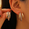 Wholesale Earrings Alloy Geometric Cshaped Diamond Retro Light Luxury Style Electroplated For Women