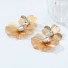 Wholesale Earrings Alloy Goldplated Floral Hollowout Rhinestone Multilayer Minimalist Style