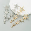 Wholesale Earrings Alloy Multilayer Diamond Fivepointed Star Design