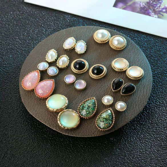 Wholesale Earrings Alloy Resin Cat's Eye Geometric Electroplating For Women