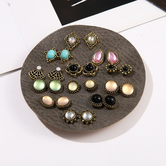 Wholesale Earrings Alloy Resin Cat's Eye Geometric Electroplating For Women