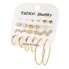 Wholesale Earrings Alloy Retro Exaggerated Geometric Inlaid Diamond Hoop Earrings Set
