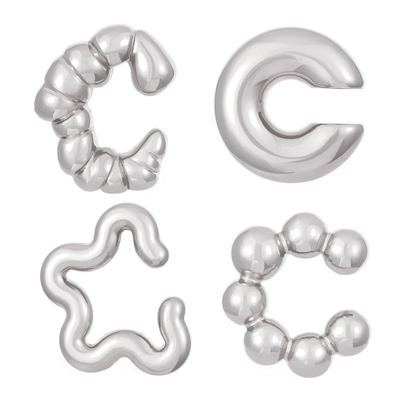Wholesale Earrings Ccb Material Geometric Style Oval Hollow Electroplated Ear Clip