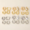 Wholesale Earrings Ccb Material Geometric Style Oval Hollow Electroplated Ear Clip