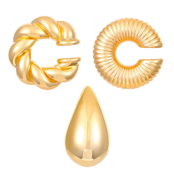 Wholesale Earrings Ccb Material Geometric Style Oval Hollow Electroplated Ear Clip