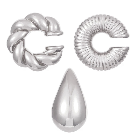 Wholesale Earrings Ccb Material Geometric Style Oval Hollow Electroplated Ear Clip