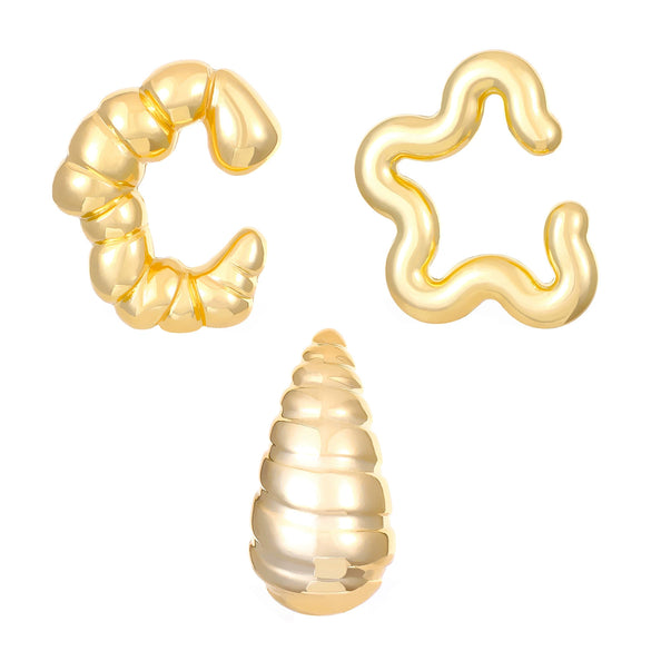 Wholesale Earrings Ccb Material Geometric Style Oval Hollow Electroplated Ear Clip