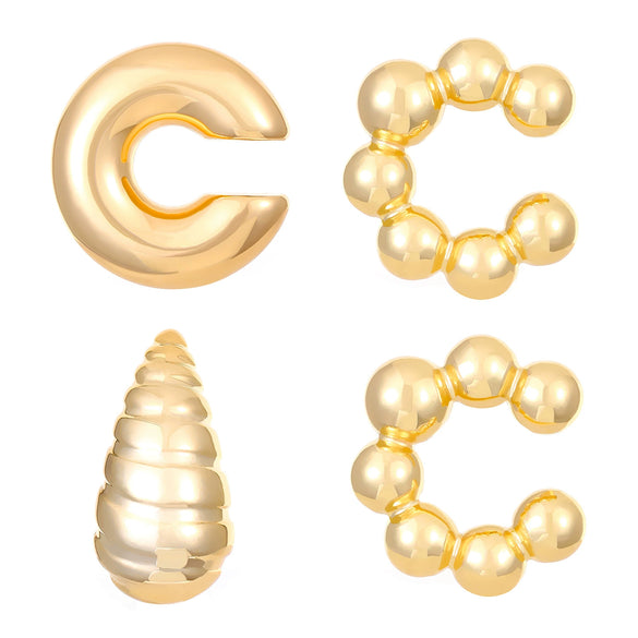 Wholesale Earrings Ccb Material Geometric Style Oval Hollow Electroplated Ear Clip