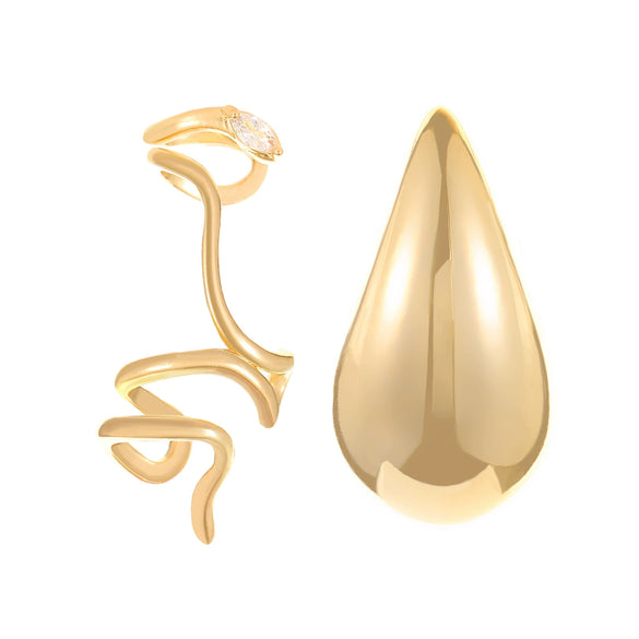 Wholesale Earrings Ccb Material Geometric Style Oval Hollow Electroplated Ear Clip