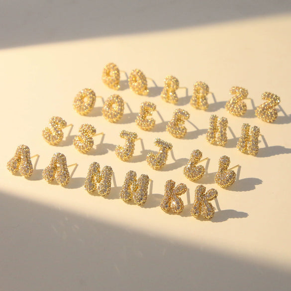 Wholesale Earrings Copper Balloon Bubble With Cute Letter Design Electroplated For Women