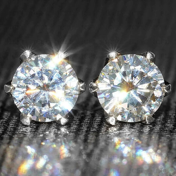 Wholesale Earrings Copper Colorful Zircon Geometric Sixclaw Design
