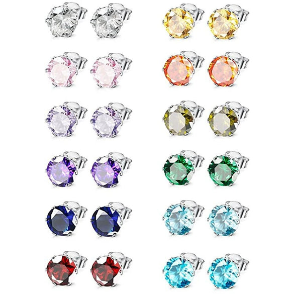 Wholesale Earrings Copper Colorful Zircon Geometric Sixclaw Design