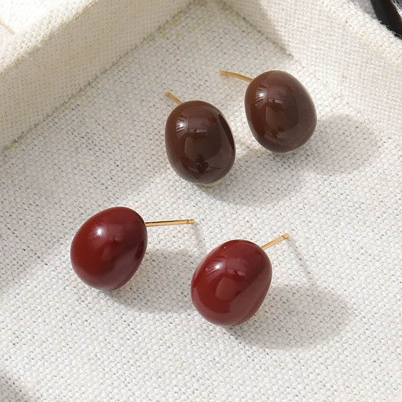 Wholesale Earrings Copper Dripping Oil Geometric French Retro Enamel Craft Thickened Electroplating
