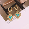 Wholesale Earrings Copper Dripping Oil Geometric Heartshaped Sweet Style 18K Gold Plated