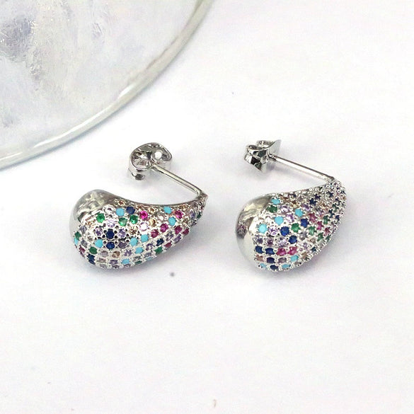 Wholesale Earrings Copper Drop Shape Geometric Set With Diamonds For Women