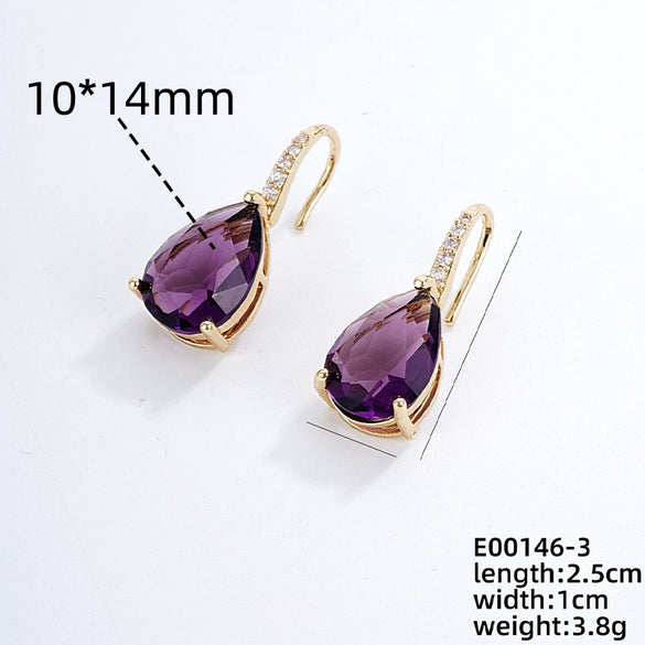 Wholesale Earrings Copper Dropshaped Zircon Micro Inlaid Electroplating For Women