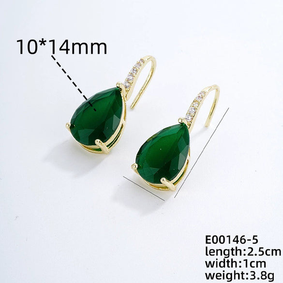Wholesale Earrings Copper Dropshaped Zircon Micro Inlaid Electroplating For Women