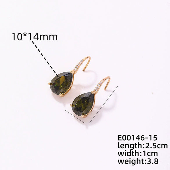 Wholesale Earrings Copper Dropshaped Zircon Micro Inlaid Electroplating For Women