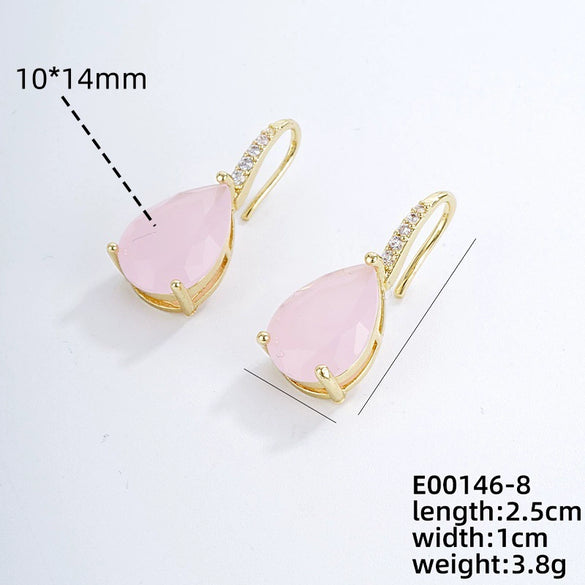 Wholesale Earrings Copper Dropshaped Zircon Micro Inlaid Electroplating For Women