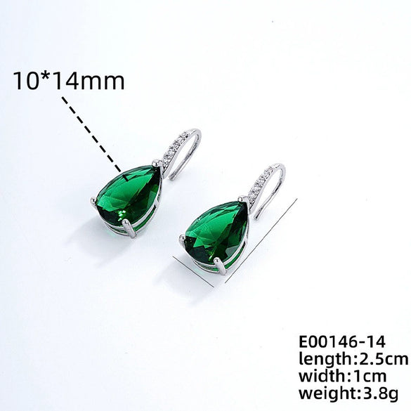 Wholesale Earrings Copper Dropshaped Zircon Micro Inlaid Electroplating For Women