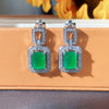 Wholesale Earrings Copper Emerald Zircon Geometric Style Rectangular