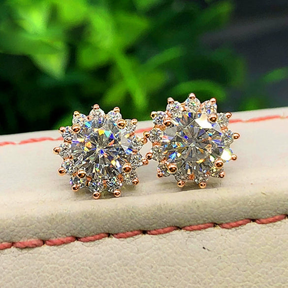Wholesale Earrings Copper Flower Micro Inlaid Zircon Fashion Ol Style