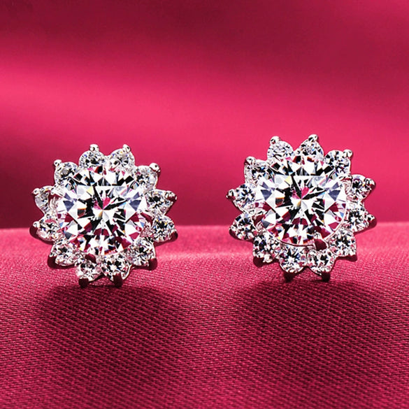 Wholesale Earrings Copper Flower Micro Inlaid Zircon Fashion Ol Style