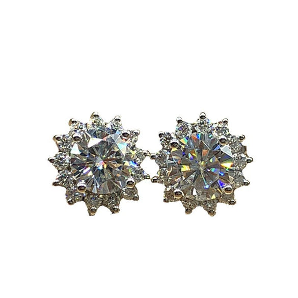 Wholesale Earrings Copper Flower Micro Inlaid Zircon Fashion Ol Style