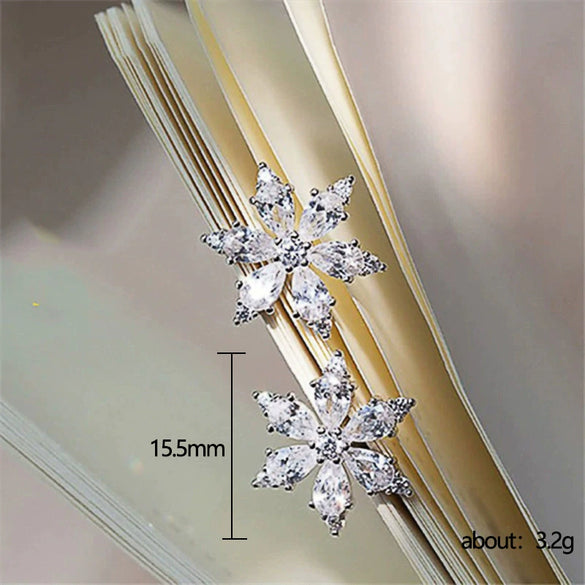 Wholesale Earrings Copper Flower Zirconia Light Luxury Minimalist Style For Women