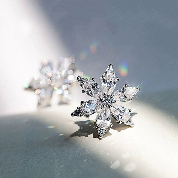 Wholesale Earrings Copper Flower Zirconia Light Luxury Minimalist Style For Women
