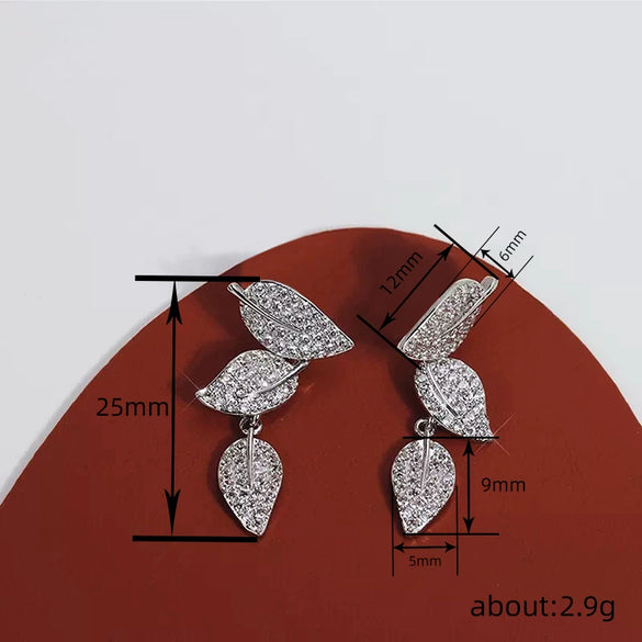 Wholesale Earrings Copper Geometric And Leaf Pattern Internet Celebrity Style For Women