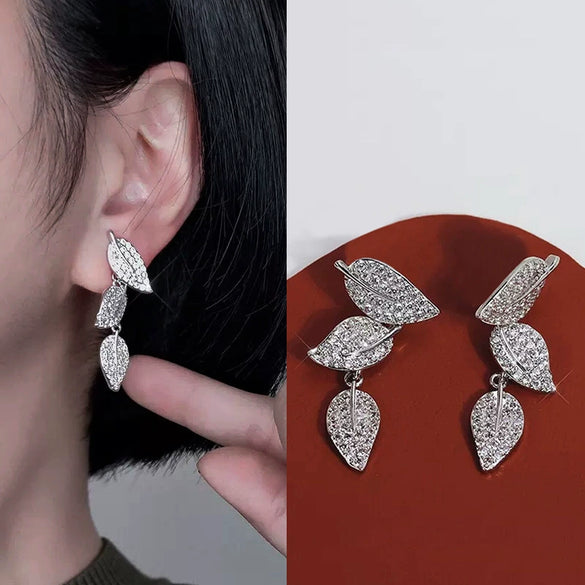Wholesale Earrings Copper Geometric And Leaf Pattern Internet Celebrity Style For Women