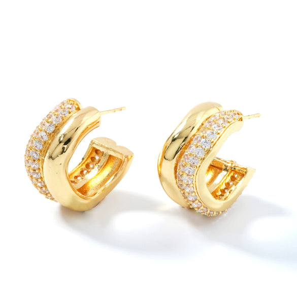 Wholesale Earrings Copper Geometric Crescentshaped Electroplating Elegant Retro Women's