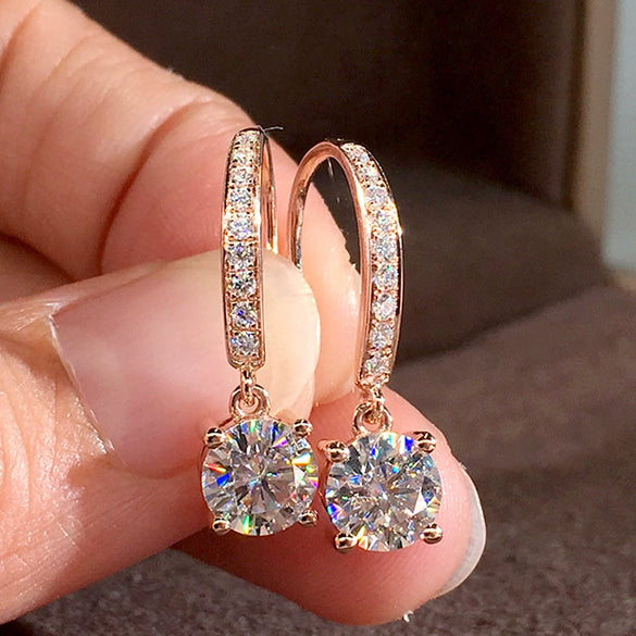 Wholesale Earrings Copper Geometric Four Claw Shining Eight Heart Eight Arrows Zircon Hook For Women