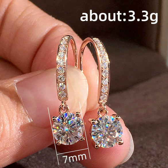Wholesale Earrings Copper Geometric Four Claw Shining Eight Heart Eight Arrows Zircon Hook For Women