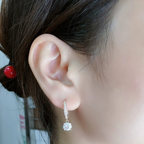 Wholesale Earrings Copper Geometric Four Claw Shining Eight Heart Eight Arrows Zircon Hook For Women