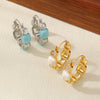 Wholesale Earrings Copper Geometric Heart Cshaped Retro Enamel Asymmetric Zircon Inlaid Electroplating