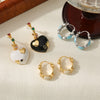 Wholesale Earrings Copper Geometric Heart Cshaped Retro Enamel Asymmetric Zircon Inlaid Electroplating