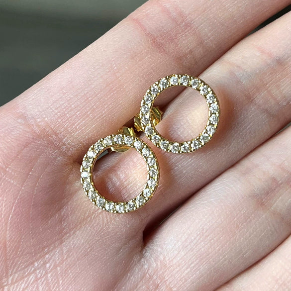 Wholesale Earrings Copper Geometric Hollow Circle Zircon Lovely Style