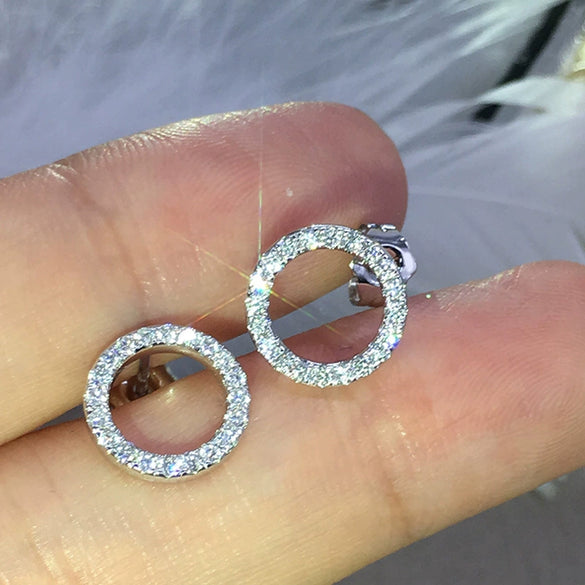 Wholesale Earrings Copper Geometric Hollow Circle Zircon Lovely Style