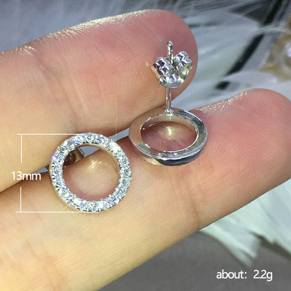 Wholesale Earrings Copper Geometric Hollow Circle Zircon Lovely Style