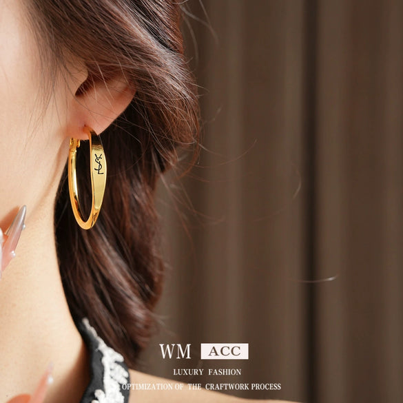 Wholesale Earrings Copper Geometric Letter Electroplated Highend For Women