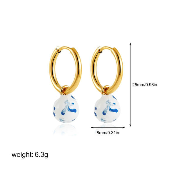 Wholesale Earrings Copper Geometric Oil Drop Enamel Style